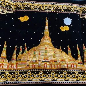Brand New Asia Kalargar Shwetagon, beautiful hand crafted Tapestry 1.5 ft x2 ft